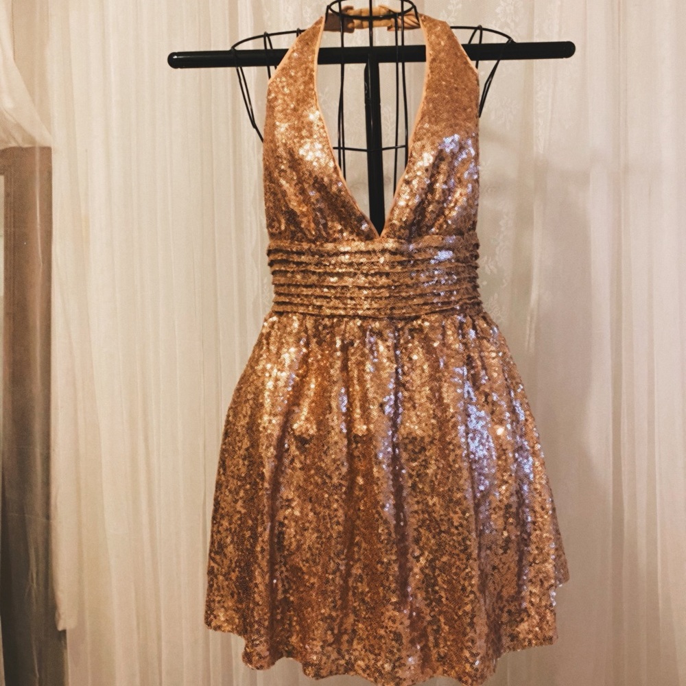 1970s disco inspired mini dress